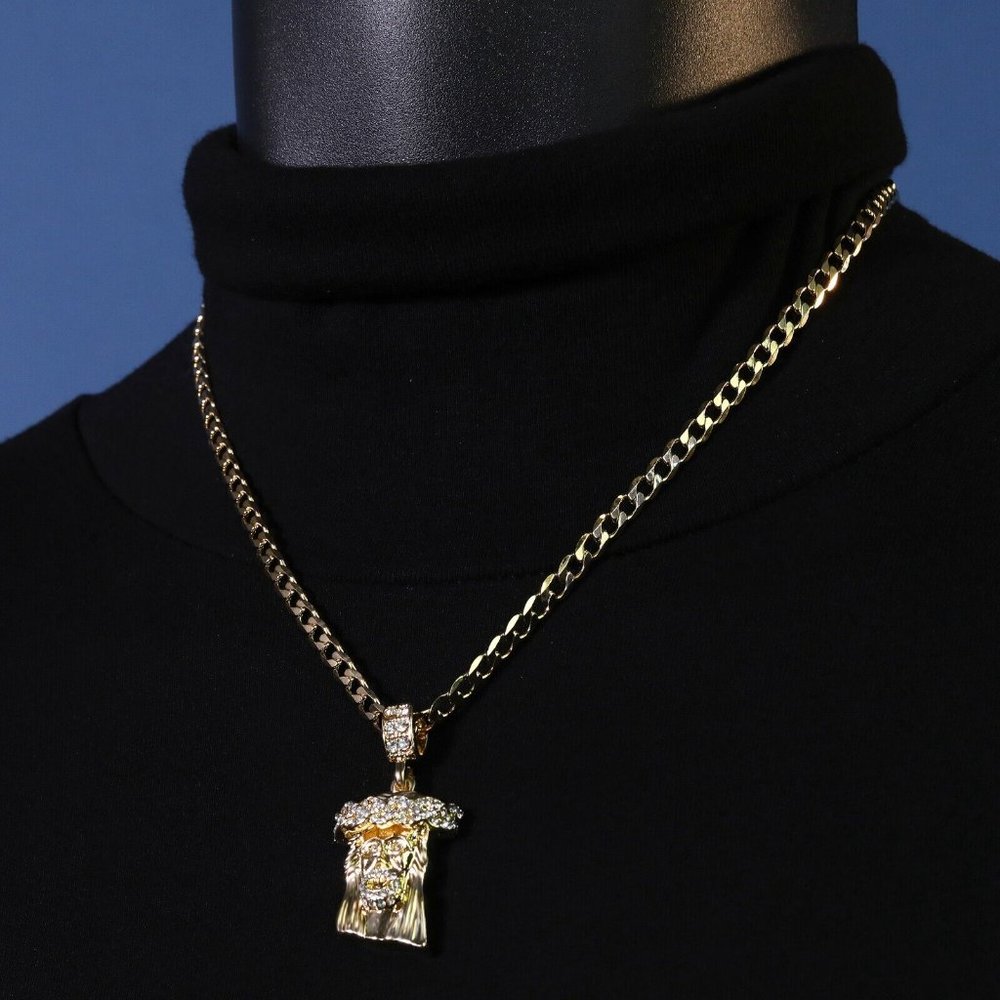 14kt Jesus Diamond Cross Cuban Necklace